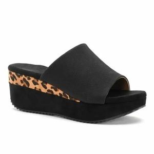 Corky's Tito Black Leopard Wedge Shoes